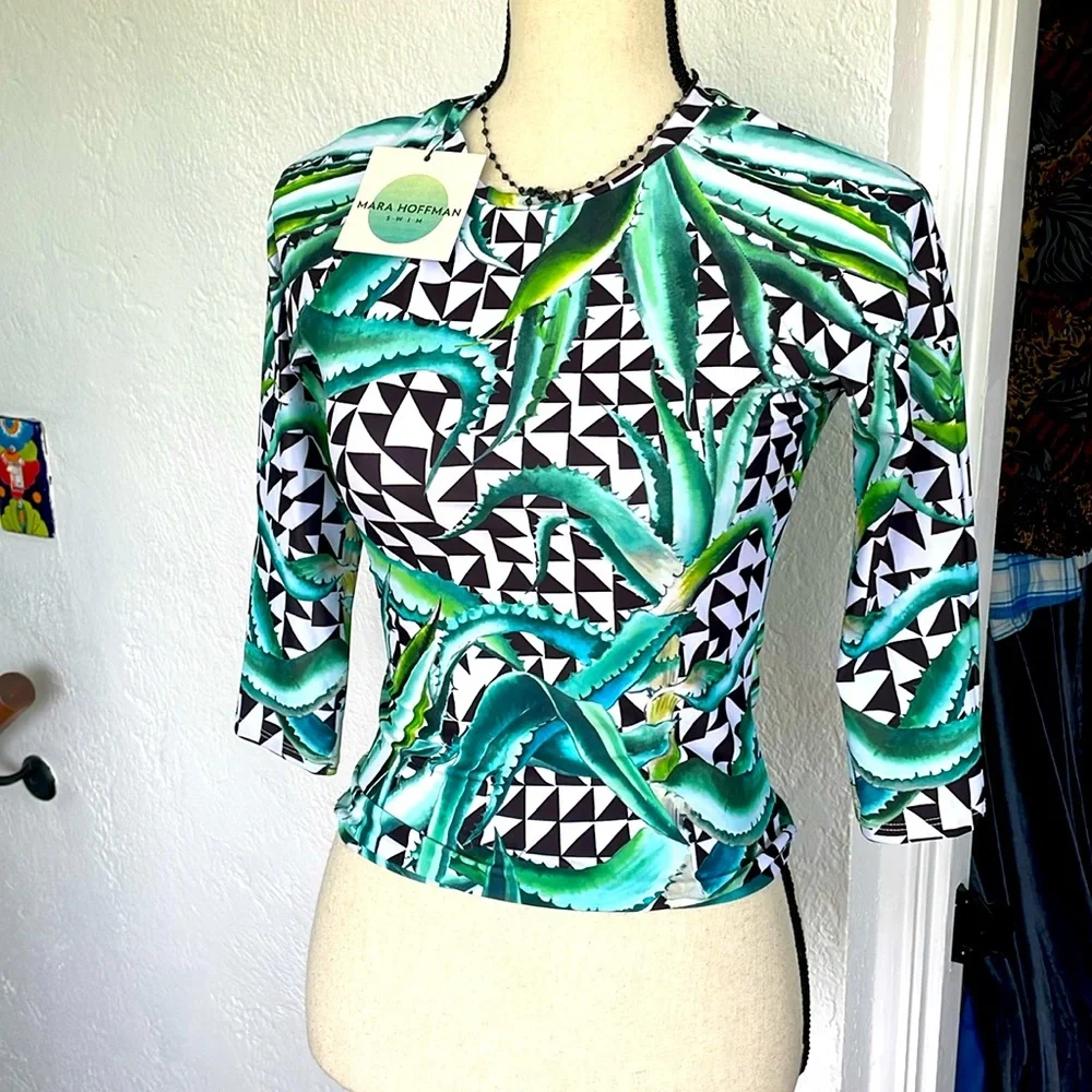 Mara Hoffman Swim Top NWT Aloe Green UV Protection 50 Sold‎ Out Style size Small